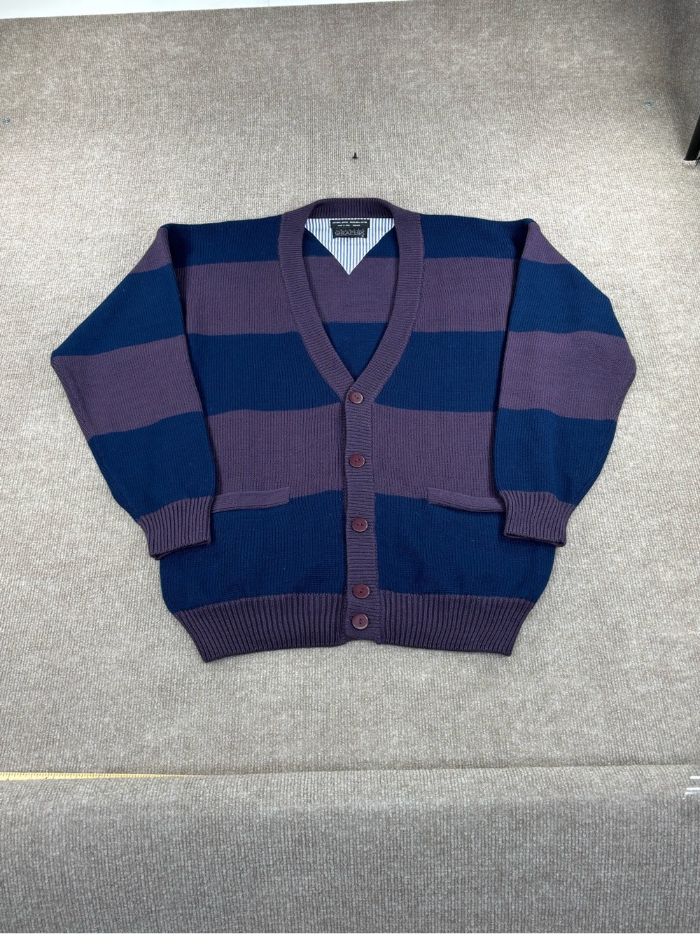 Vintage Sweater Graphix Mens Medium Striped Grandpa Cardigan Acrylic Baggy